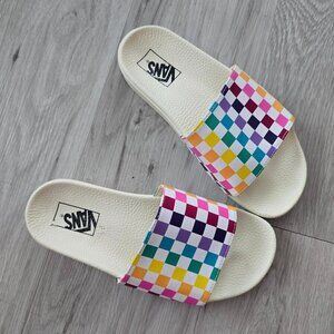 Vans | La Costa rainbow checkerboard slip-on slides sandals | WMS 9